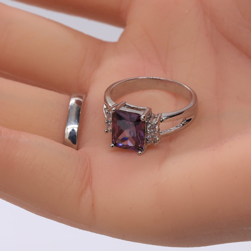 Amethyst with silver and CZ on side. - Picture 8 of 8